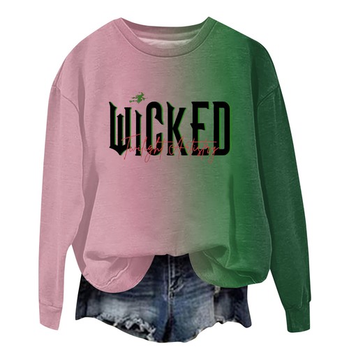 Women's Pullover Casual Print Bad Witch Fashion Wicked Hooded Sweatshirt - Picture 16 of 42