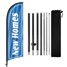 FSFLAG New Homes Feather Flag Banner 8Ft Advertising Sign with Pole and Stake
