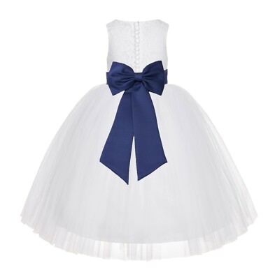Floral Lace Flower Girl Dress White Formal Dress Toddler Girls Dress Tutu Dress