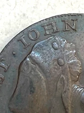 CHICHESTER &  PORTSMOUTH "ERROR " IOHN JOHN TOKEN HALF PENNY CHOICE UNC