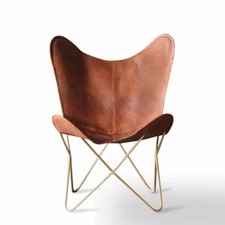 Silla mariposa de cuero vintage hecha a m…