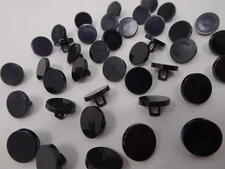 Vintage Black Round Small Flat Shank Buttons 9mm Lot of 3 AA35