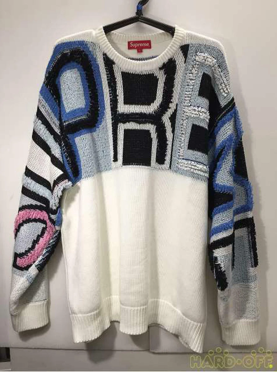 Chenille Logo Sweater SUPREME white L