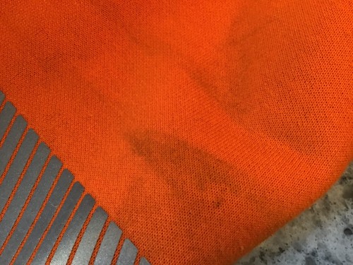 Carhartt Rain Defender Orange Thermal Lined High Visibility Hooded M Coat STAINS - Picture 7 of 15