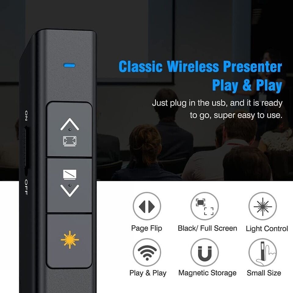 2 DinoFire Presentation Clicker 100FT Wireless Presenter Remote ...