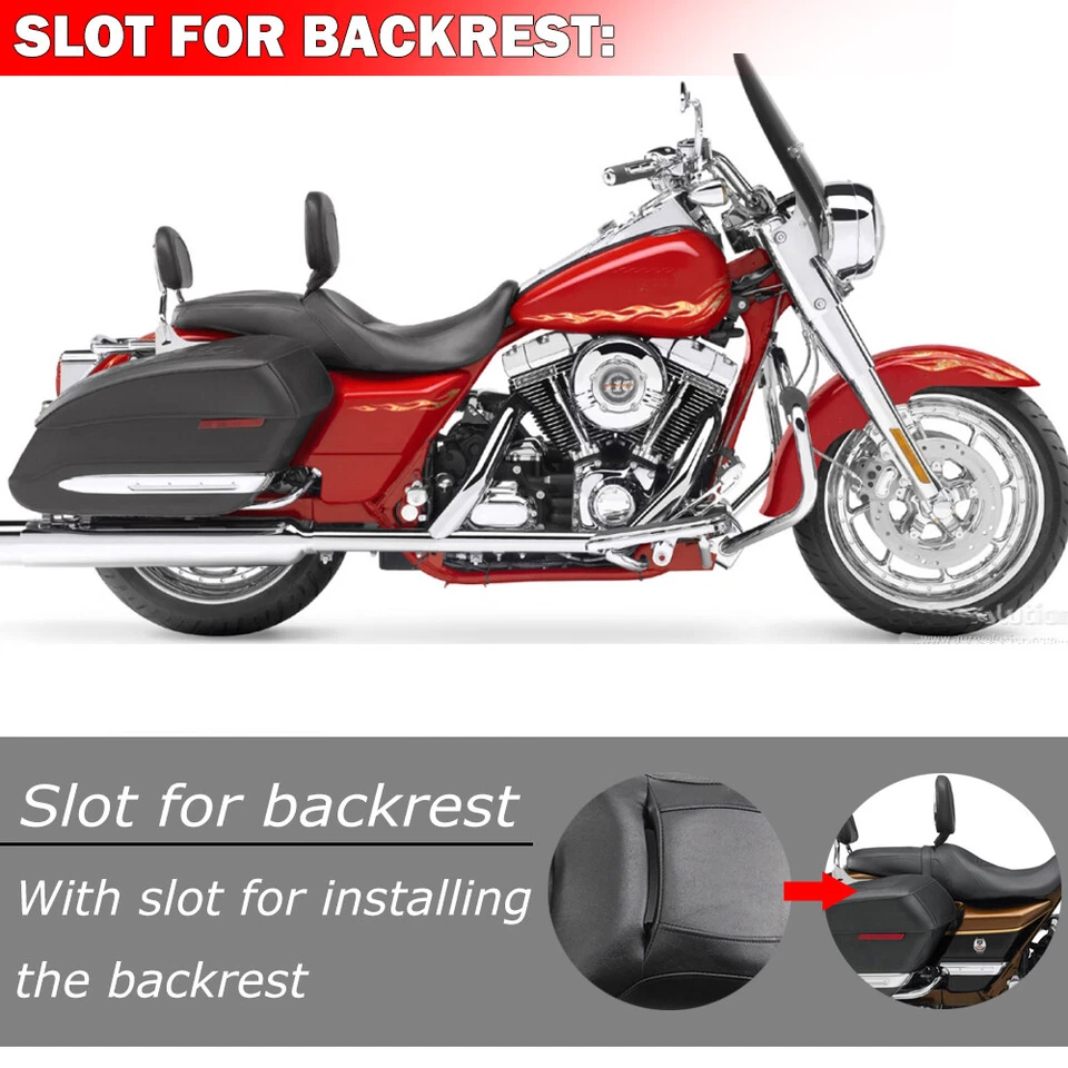 Low-Pro Driver Passenger Seat For Harley Touring Road King FLHR Street Glide 08+ Foto 4 de 4