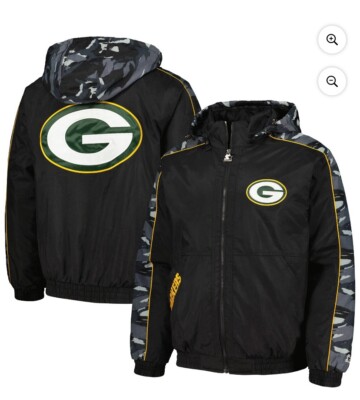 Mens Starter Black Green Bay Packers Thursday Night Gridiron Zip