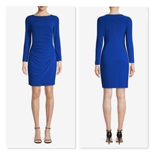 NWT Eliza J Side Ruched Drapey Jersey Dress Womens Plus Size 22W Cobalt Blue
