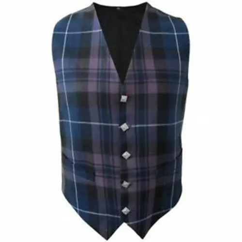 New Mens Scottish Tartan Waistcoat with Thistle Buttons in Choice of 4 Tartans - Picture 18 of 22