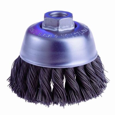 Osborn 33137 - 4'' x 5/8-11 AH, .014 Knotted Wire Cup Brush, Steel Bristle, USA