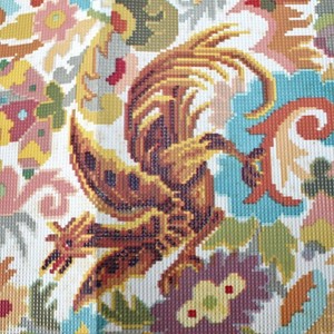 Antique-woolwork-embroidery-pattern-Needlepoint-Fire-Dragon-Brussel