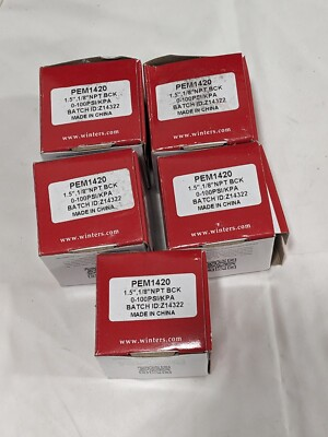 #ad WINTERS Pressure Gauge: 1 1 2quot; Dial 0 to 100 psi 1 8quot; Thread Qty 5 PEM1420 $30.00