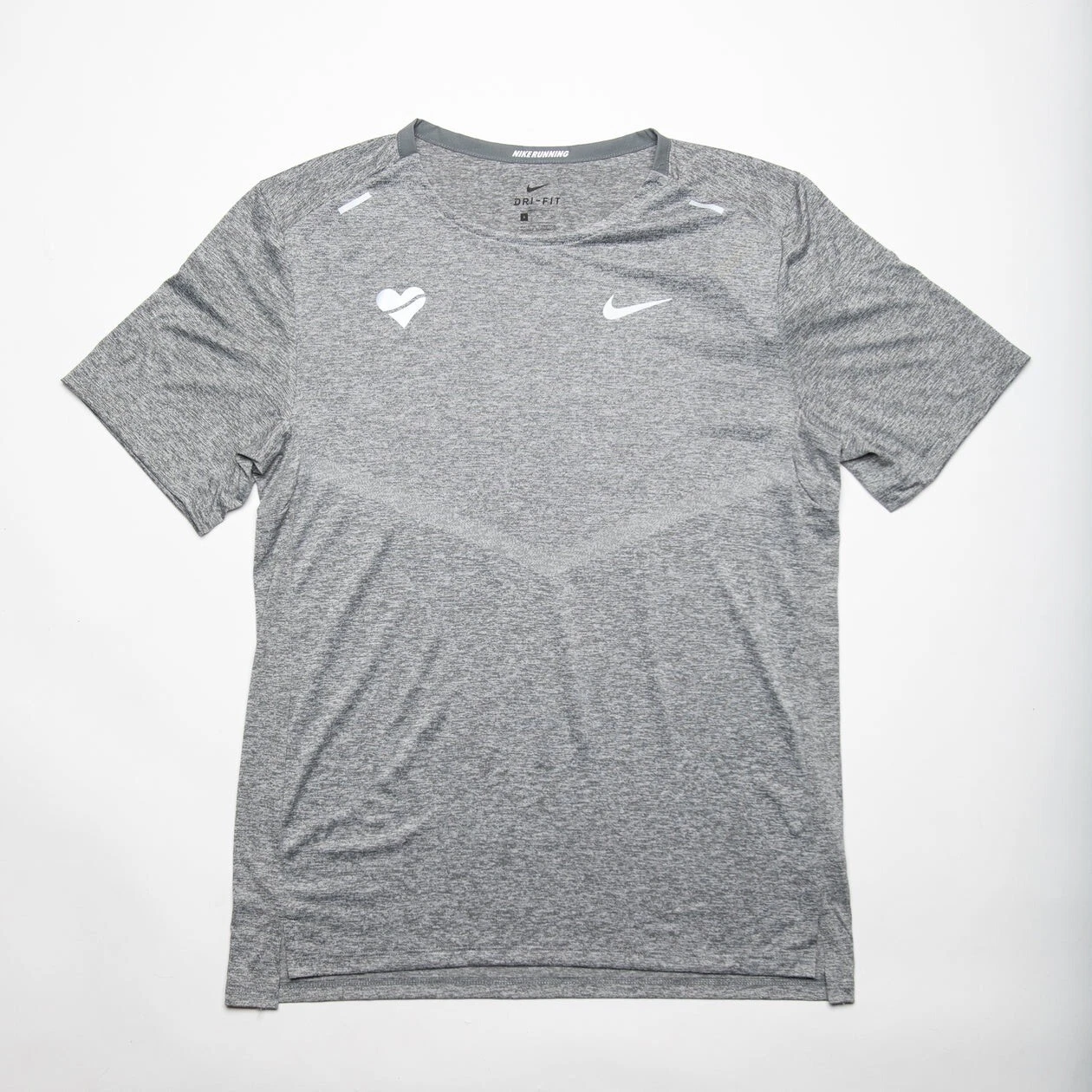 Nike Men's Dri FIT Rise 365 Short Sleeve Running T Shirt - Light Grey - L