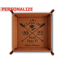 PERSONALIZE- Graduation Gift-Class Of 2022-Graduate Gift-Engraved Leather Tray