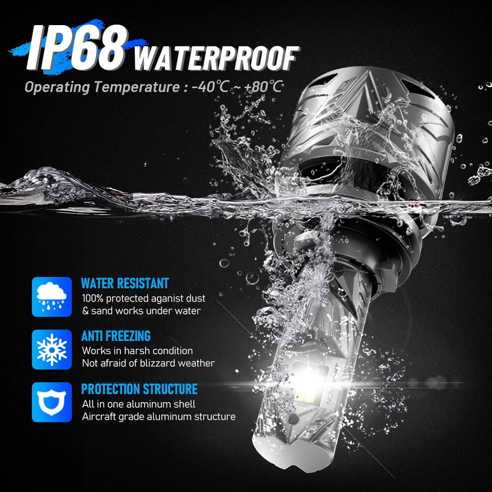 NOVSIGHT 2x H11 H8 H9 LED Headlight High/Low Beam Bulb 60000LM 240W Super Bright - Image 4 of 4