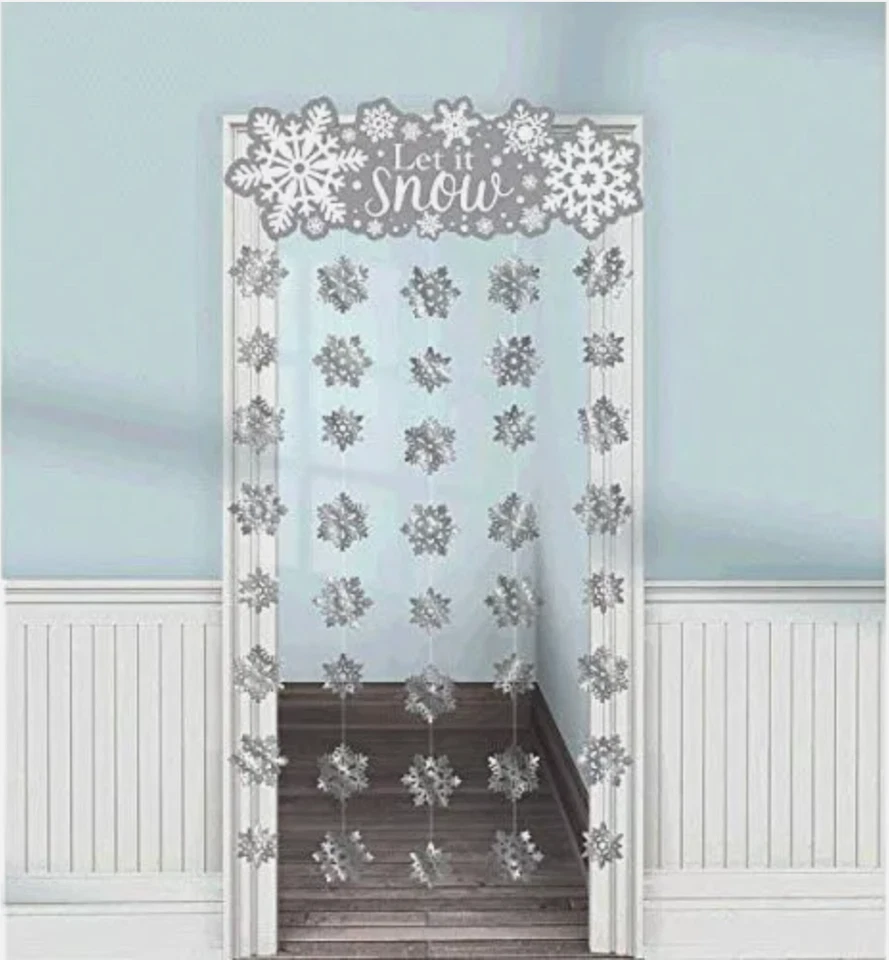 Cortina de puerta de nieve Let It - Amscan Let it cortina de puerta de copo de nieve Foto 3 de 4