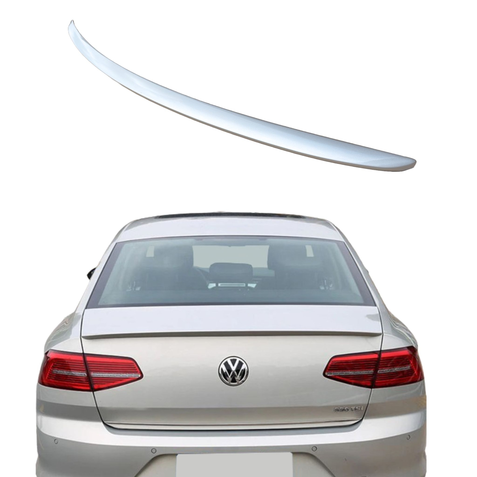 Rear Spoiler for VW Passat B7 B8, Spoiler Lip ABS Bright Silver with Certificate