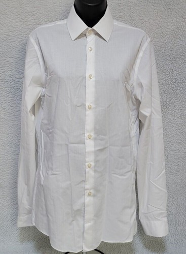 J Ferrar Mens Shirt Size S Small 14/14.5 34/35 White Slim - Picture 9 of 12