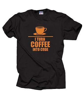 Programmer T-shirt Programming I Turn Coffee into code T-shirt Shirt Funny HTML