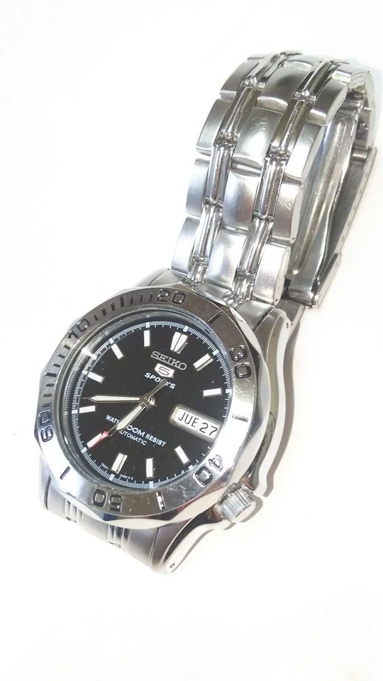 SEIKO 5 SPORTS 7S26-01G0 100 м автоматический заводной Дата дисплей черный циферблат серебро - Изображение 4 из 4