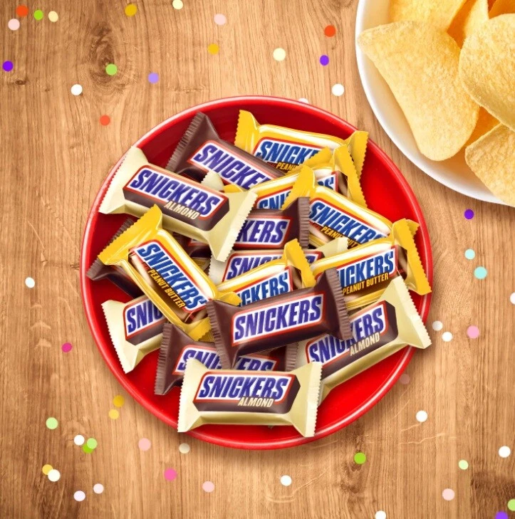 SNICKERS VARIEDAD MEZCLA ALMENDRA, ORIGINAL, MANTEQUILLA DE MANÍ, TAMAÑO DIVERTIDO, BOLSA A GRANEL VALOR Foto 4 de 4