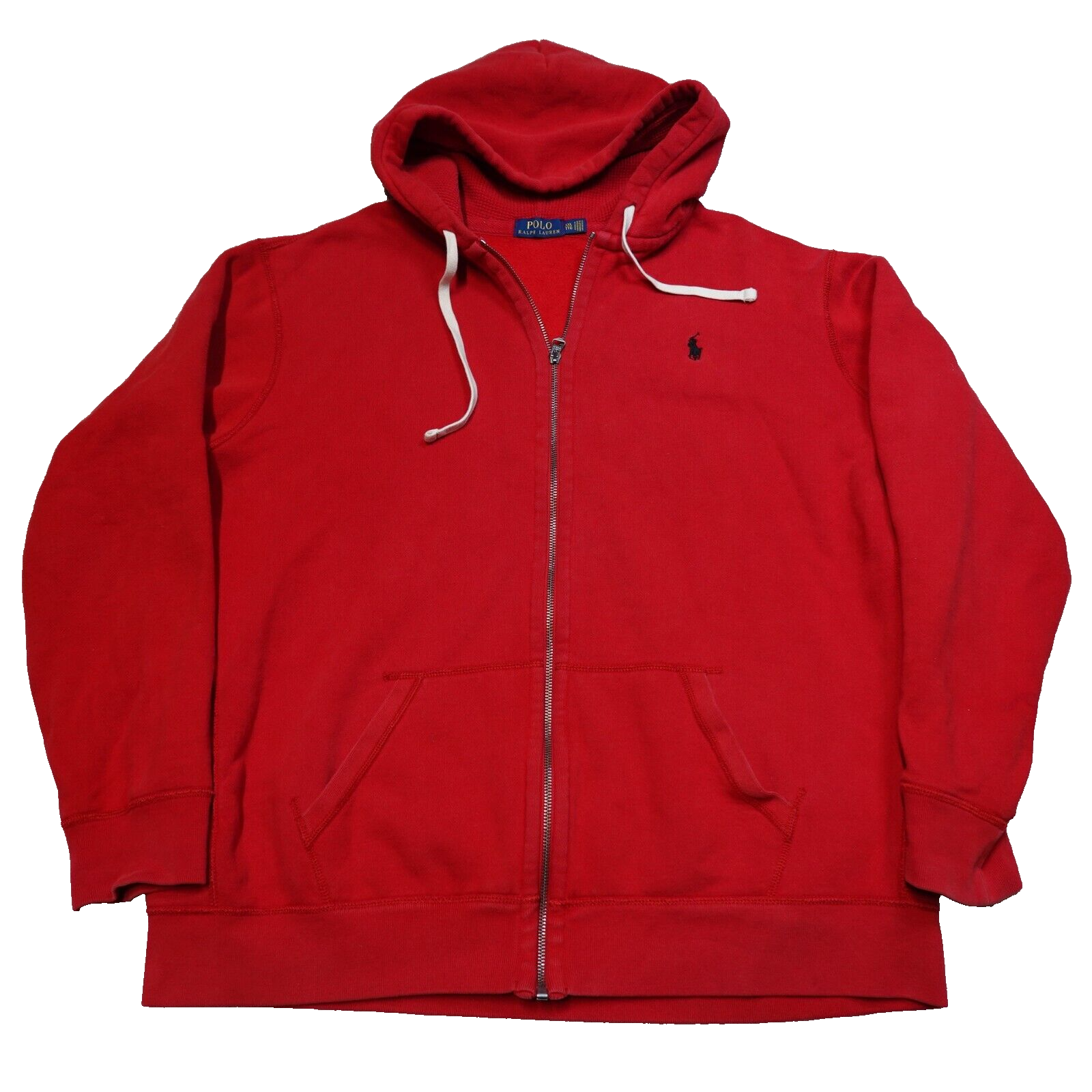 Felpa con cappuccio Polo Ralph Lauren vintage taglia 2XL rosso logo pony zip intera Y2K sport
