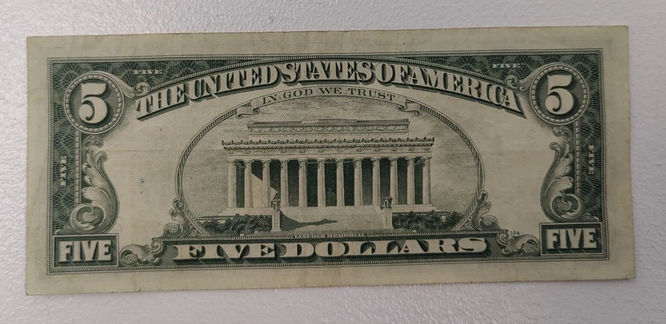 1969 $5 bill 1977 one dollar bill 1957 silver blue seal note 1981 $1 1993 - Image 4 of 4