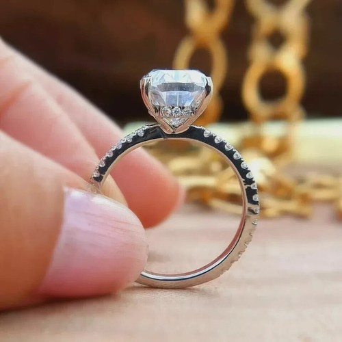 VS2/G Lab-Grown Diamond 3,10Ct Oval-Cut Solitär Verlobungsring 14k Weißgold - Bild 2 von 5