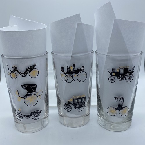 Vintage Libbey Glass Tumblers-Antique Car/Carriage Design - Set of 5 - Picture 7 of 10