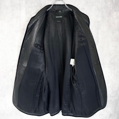 Giorgio Armani Leather Jacket Lamb Skin Coat Black Size 52