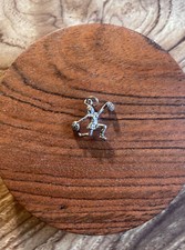 Vintage Cheerleader Sterling Silver 3D Charm Pendant Cheer Bracelet Necklace