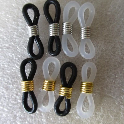 10 - 100 Rubber Connectors for Glasses Holder Necklace Chain Black or White Gold