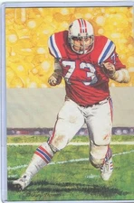 John Hannah Patriots unsigned Goal Line Art Card