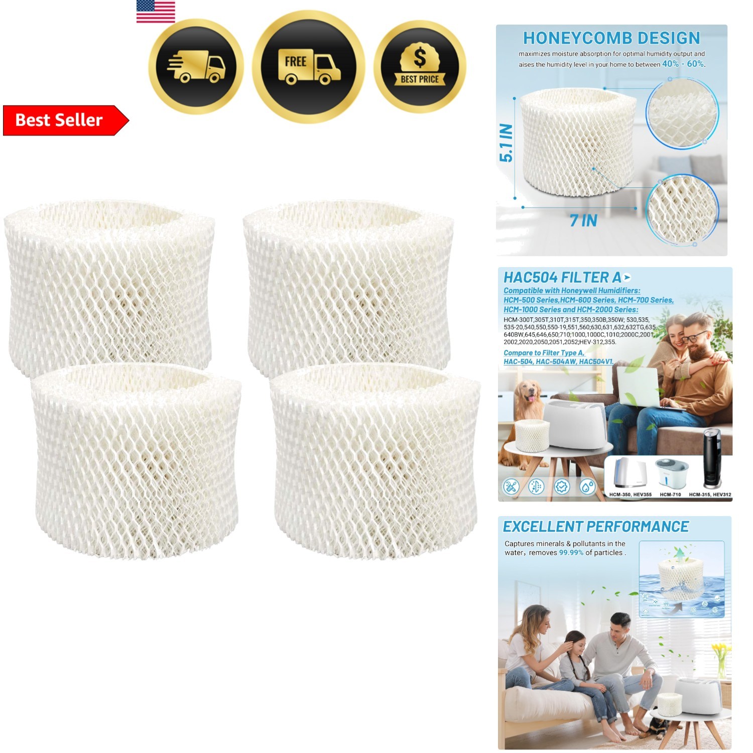 Filter Replacement Pack For Honeywell 4 Pack Water Filters