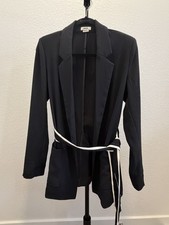 Jason Wu Women's Black Belted Long Blazer Jacket Size S 100 Polyester
