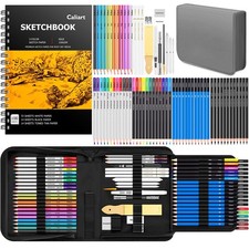 176PCS Art Supplies Sketching Kit 100 Sheets 3-Color Sketch Book Graphite