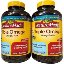  2 Nature Made Triple Omega 3-6-9- 150ct Softgels - EXP 11/2028 Free Shipping 