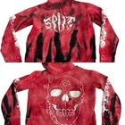 Shibori Threads Tie-Dye Death Metal Hoodie XL Red Long Sleeve