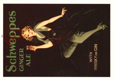 Ansichtskarte:;Robert Opie, Schweppes Mädchen Serie, Ginger Ale (Repro)