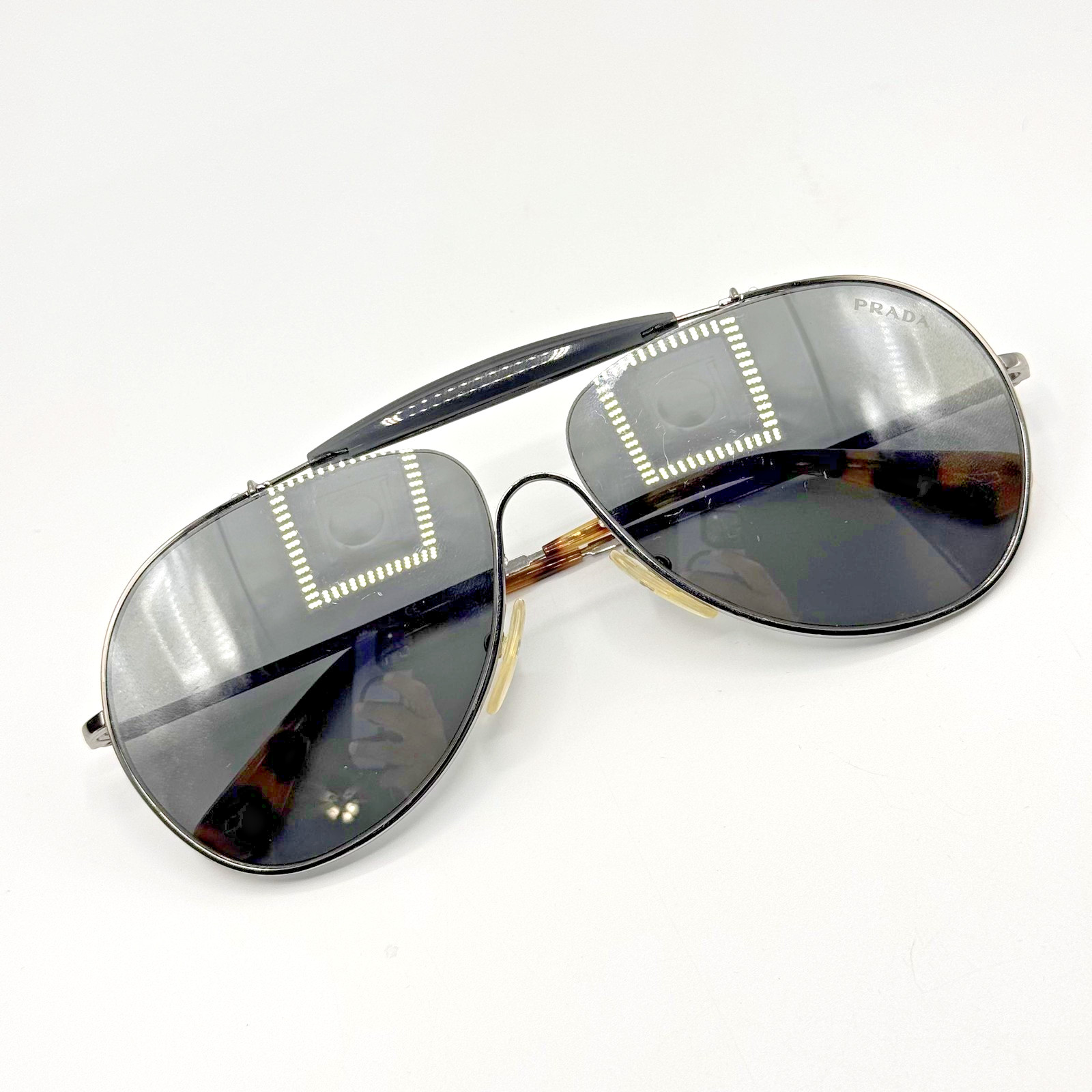 Prada SPR 56S 5AV 7W1 Sunglass Gunmetal Aviator Frame Gray Lens 59-13-140