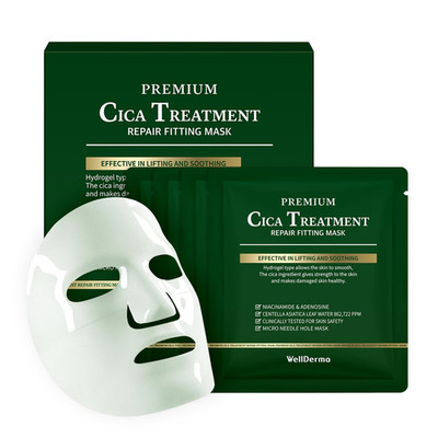 WELLDERMA Premium Cica Treatment Hydrogel Fitting Mask, 4 Count (Pack of 1)