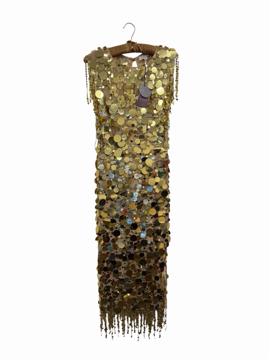 monsoon gold sequin dress Long Lace Handkerchief Prom Dress: Amarra 89505 Champagne Gold / 000 main image 0