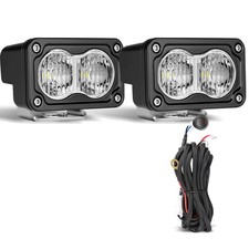 3 S2 Sport Led Lights Wide Cornering Pair Flood Cube Pods Offroad W Wiring Kit
