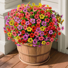 UV Resistant Faux Flower Bundles for Outdoor Spring Decor - 12 Colorful Arrangem