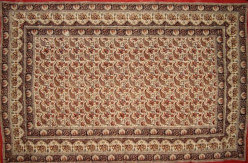 Block Print Indian Tapestry Cotton Spread 106" x 72" Twin Multi Color - Picture 2 of 2
