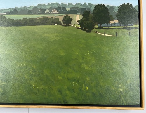Jim Hopper Acrylic On Canvas Painting Green Field In Ohio Farm Country 15x19” - Picture 5 of 13