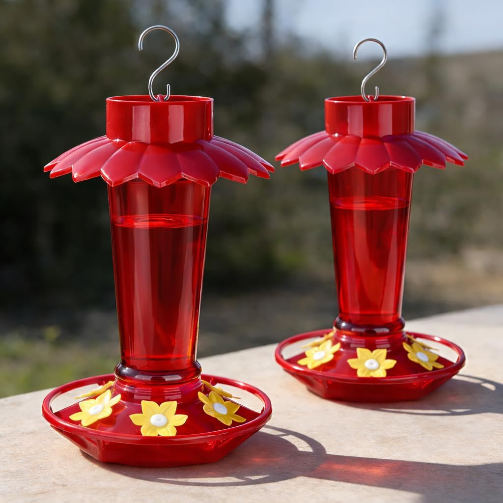 Plastic Hummingbird Feeders for Outdoors Hanging, 2 Pack 10 