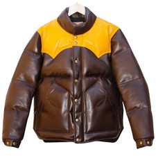 Down Puffer Jacket Men’s Dual Color Genuine Lambskin Leather Quilted Bomber Coat