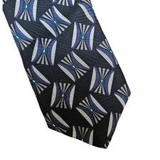 ROBERT TALBOTT Studio Silk Tie Made In USA Blue-Purple Geometric, 59"x 3 7/8"