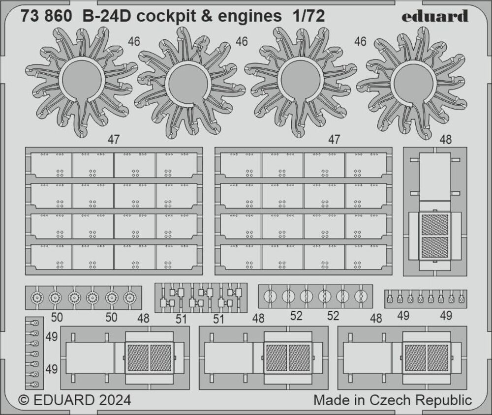 Eduard Accessories 73860 - 1:72 B-24D Cockpit & Engines For Airfix - New